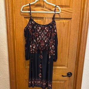 Elegant Blue and Red Women's Dress